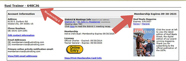 MY Account Membership number and Expiration date location